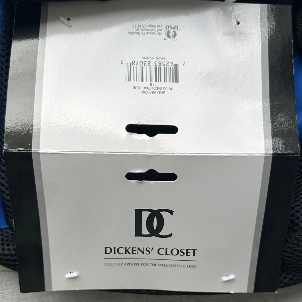 Dog Saddlebag by Dicken’s Closet Water-Resistant Blue Large NWT